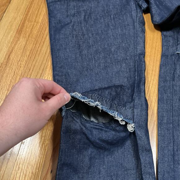 NWT Sacai Cotton Linen Denim Pants 35x35 Sz 4 Distressed Knee Panel Japan Rare - Picture 7 of 14